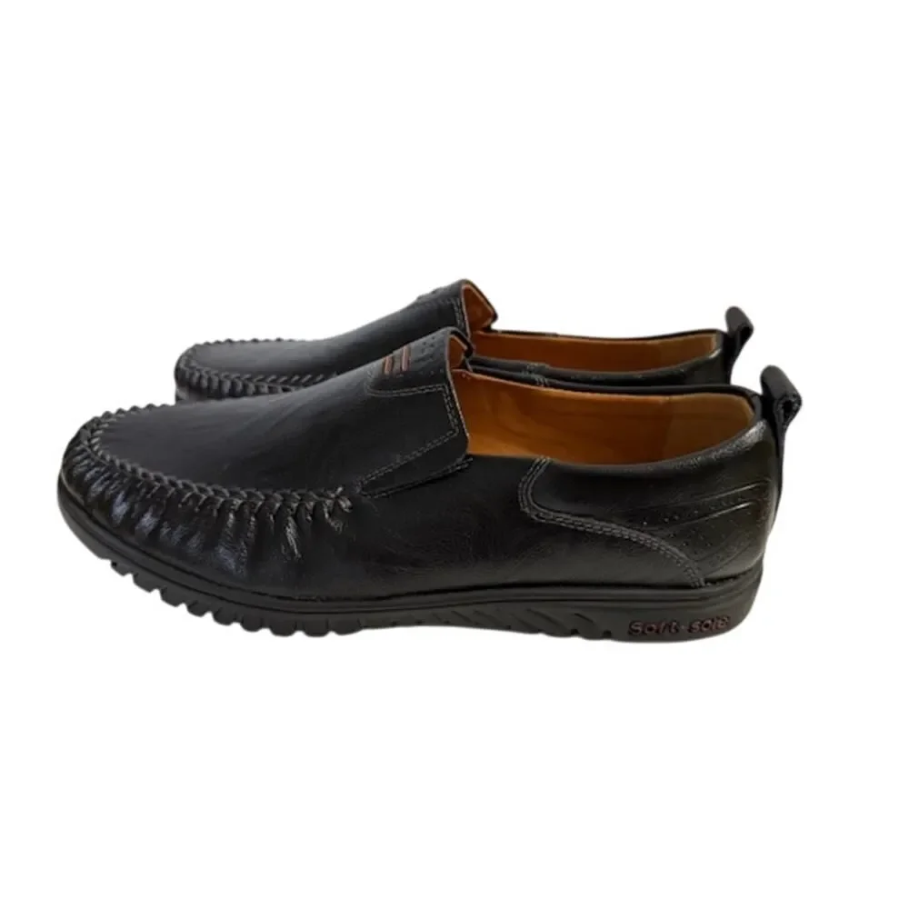 Clohoo Men's Leather Black Loafer Shoes A1858 Size 43 (9 m)